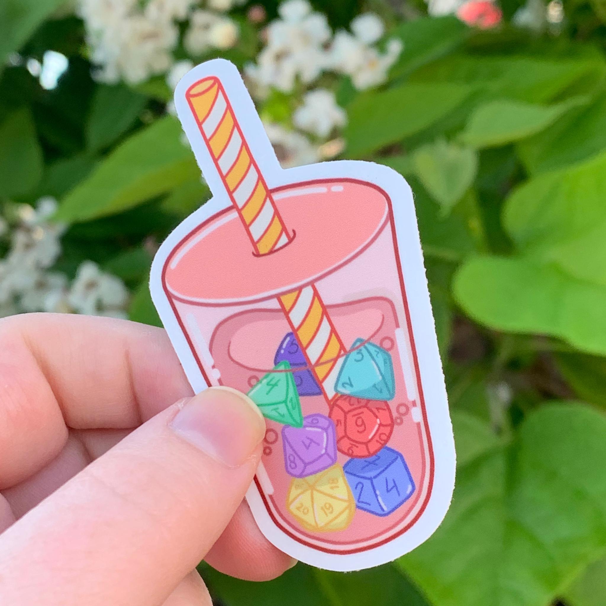 Polyhedral Dice Boba Sticker